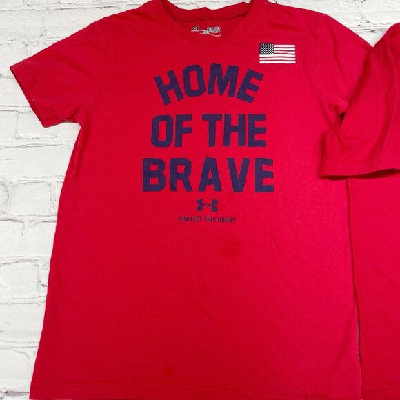 Home Of The Brave Tee Bundle Youth M (8) Under Armour Red Short Sleeve July 4th - Picture 3 of 7